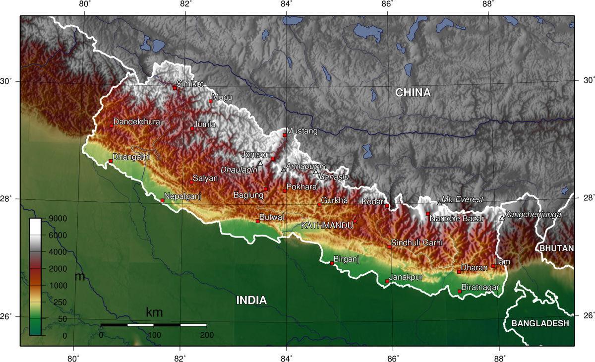 nepal reljeefi kaart
