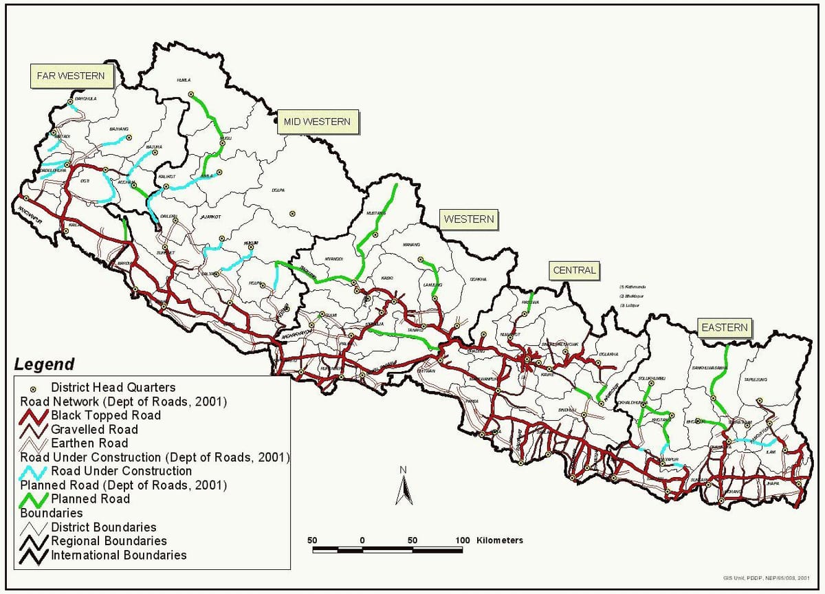 nepali kaart maanteel