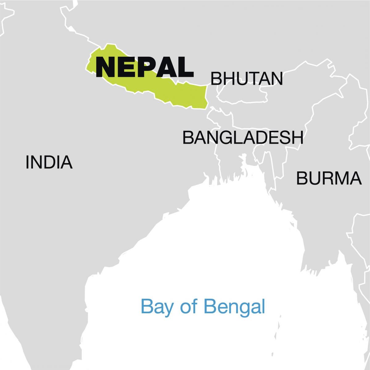 maailma kaart, mis näitab nepal
