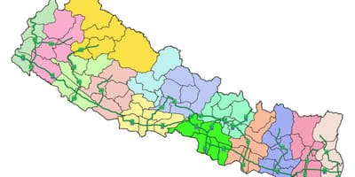 Kaart nepal koos suuremate maanteede