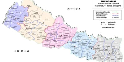 Nepali 75 linnaosa kaart