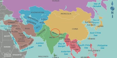 Kaart nepal ja ümberkaudsed riigid