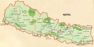Kaart nepal, mille turistide kohti